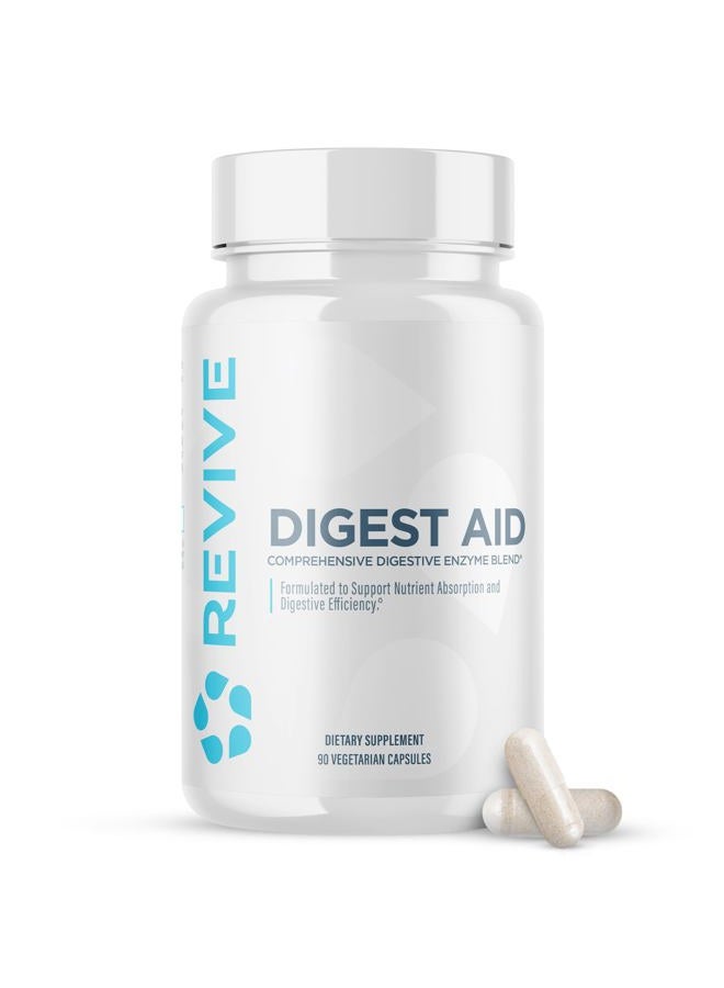 revive Digest Aid, Digestive Support Supplement for Men & Women - Comprehensive Digestive Enzyme Blend with Probiotics & Prebiotics for Gut Health & Healthy Digestion - 90 Capsules - Image 1