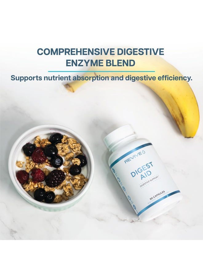 revive Digest Aid, Digestive Support Supplement for Men & Women - Comprehensive Digestive Enzyme Blend with Probiotics & Prebiotics for Gut Health & Healthy Digestion - 90 Capsules - Image 4