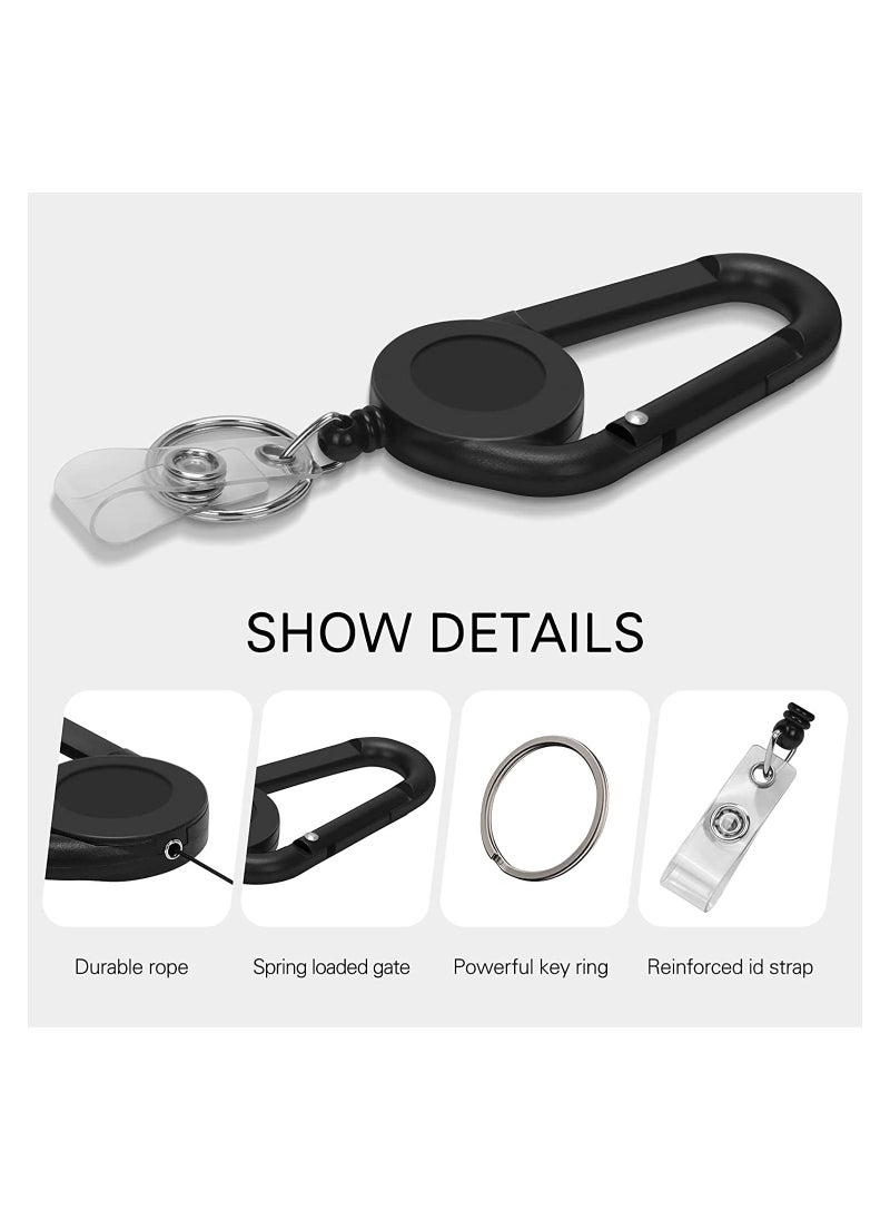 Retractable Key-Chain Badge Reel, 3 PCS Heavy Duty Retractable Key Chain, Metal Retractable Badge Holder with Belt Clip Key Ring, Used for Business Card Key Chain ID Card Badge Holder Black