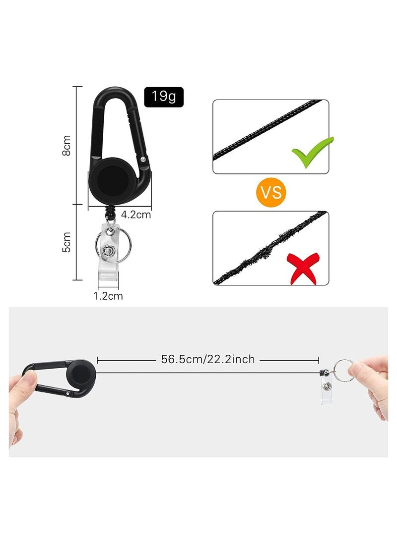 Retractable Key-Chain Badge Reel, 3 PCS Heavy Duty Retractable Key Chain, Metal Retractable Badge Holder with Belt Clip Key Ring, Used for Business Card Key Chain ID Card Badge Holder Black