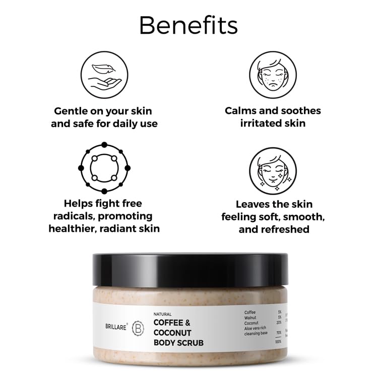 Brillare Coffee & Coconut Body Scrub Energized & Moisturised Skin - Image 5