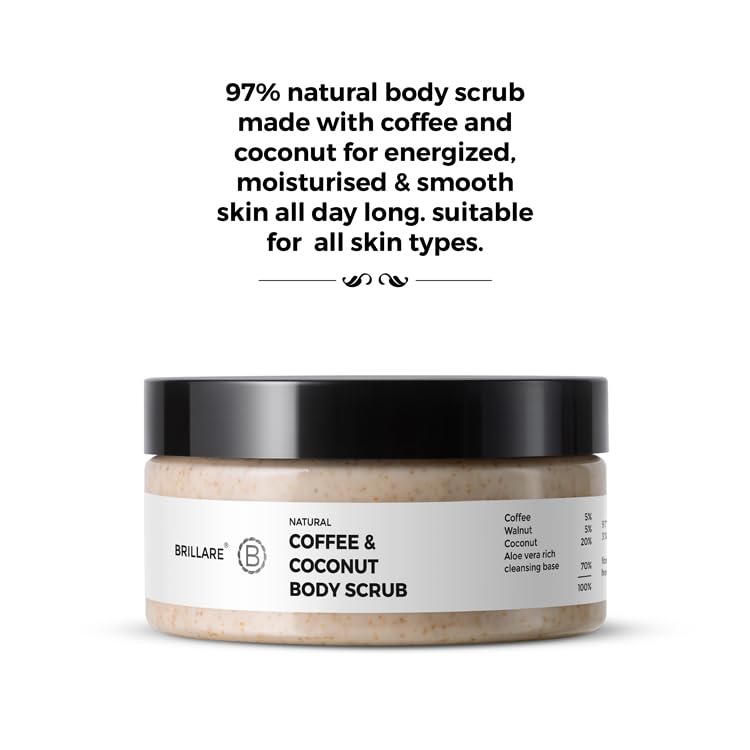 Brillare Coffee & Coconut Body Scrub Energized & Moisturised Skin - Image 3