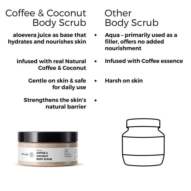Brillare Coffee & Coconut Body Scrub Energized & Moisturised Skin - Image 4