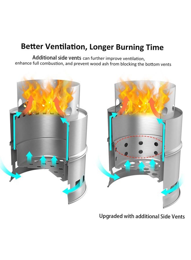 TOMSHOO Portable Folding Windproof Wood Burning Stove Compact Stainless Steel Alcohol Stove Outdoor Camping Hiking Backpacking Picnic BBQ - Image 4