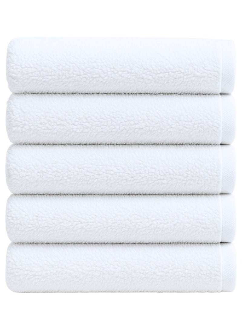 إيتن هوم وير طقم فوط حمام قطن مصري مكون من 5 قطع - 5 فوط وجه 30 × 30 سم - نعومة فائقة، عالية الامتصاص، معتمدة من OEKO-TEX، صنع في مصر - اللون: أبيض ( 5 قطع) - Image 1