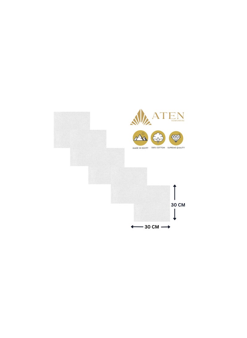 إيتن هوم وير طقم فوط حمام قطن مصري مكون من 5 قطع - 5 فوط وجه 30 × 30 سم - نعومة فائقة، عالية الامتصاص، معتمدة من OEKO-TEX، صنع في مصر - اللون: أبيض ( 5 قطع) - Image 4