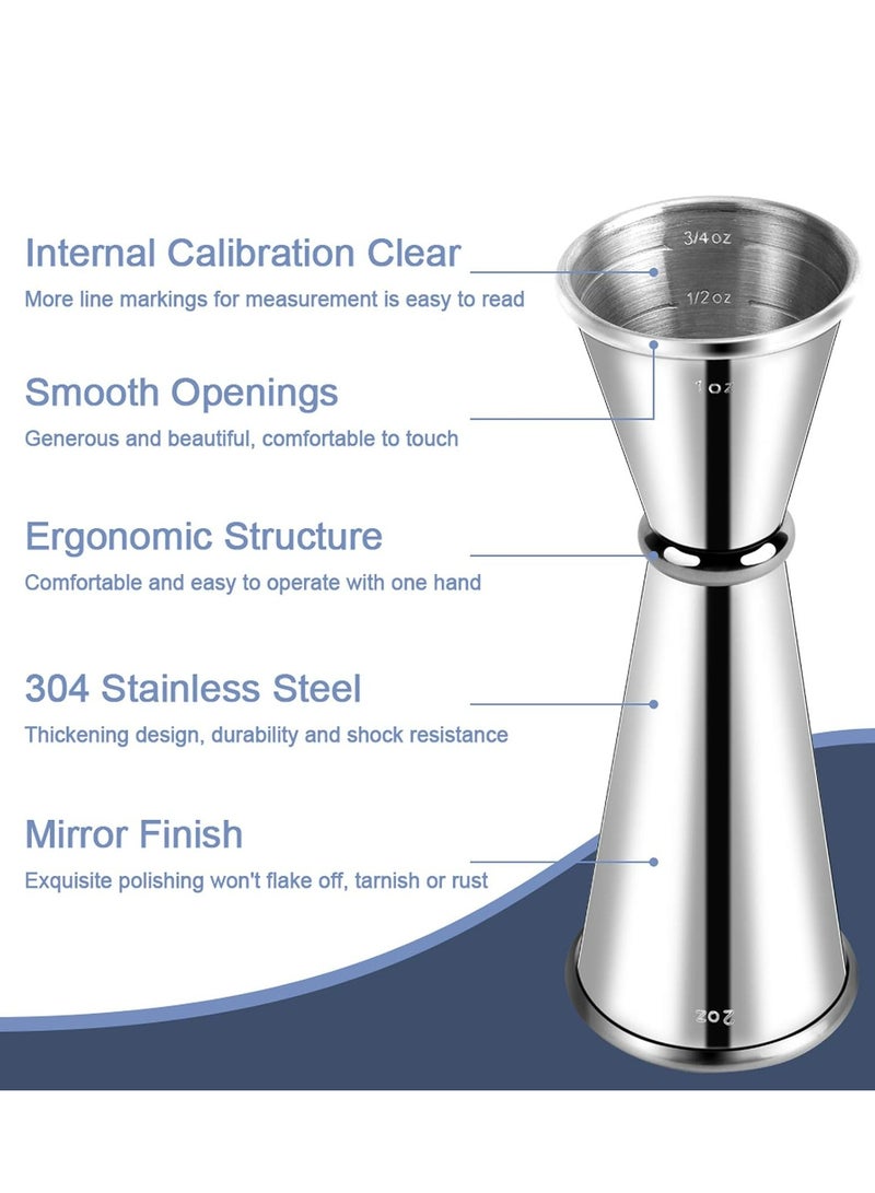 Oasisgalore 304 Stainless Steel Double Jigger, 2 OZ/1 OZ with Internal Measurements for Bartending  - Image 2