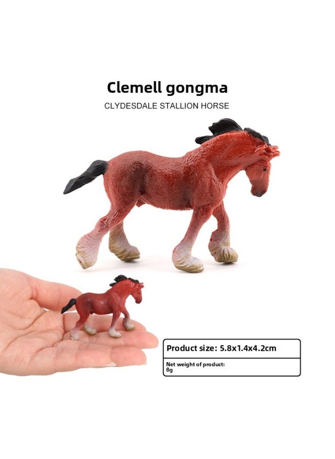 Generic - Mini Small Animal Simulation Wild Animal Model Horse Maxima Children's Toy Set Early Education Cognitive Ornaments-Color:PL127-2076 Frisian Stallion - Image 1