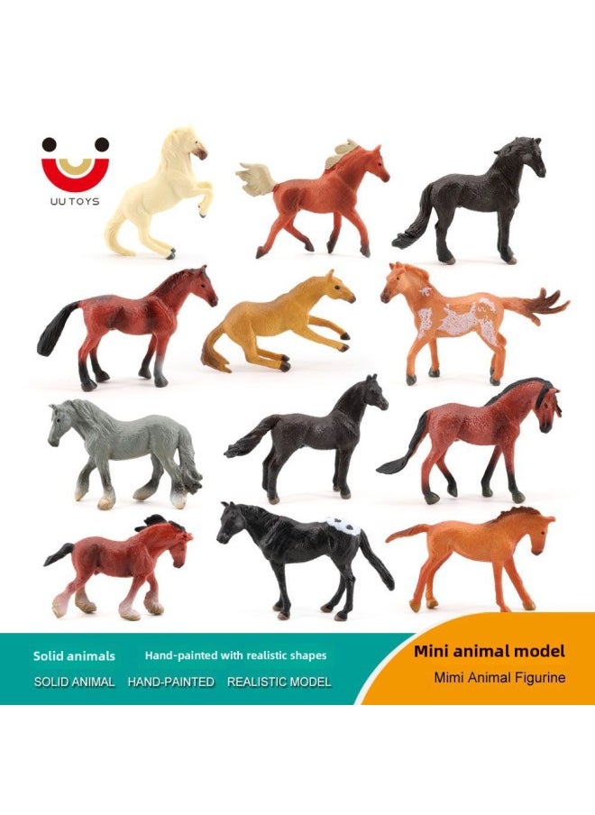 Generic - Mini Small Animal Simulation Wild Animal Model Horse Maxima Children's Toy Set Early Education Cognitive Ornaments-Color:PL127-2076 Frisian Stallion - Image 1