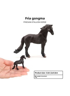 Mini Small Animal Simulation Wild Animal Model Horse Maxima Children's Toy Set Early Education Cognitive Ornaments-Color:PL127-2076 Frisian Stallion