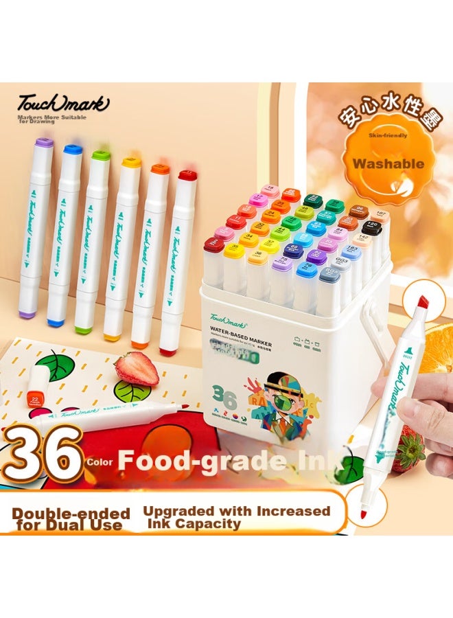 Touch Mark Touchmark Food-grade Dual-tip Markers, 36 Colors, Washable, Children's Watercolor Pens, Drawing Pens, Student Art Supplies, Back-to Gift Set For Kids - Image 1