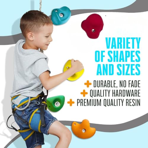 White Tech Premium Design Climbing Holds (15pcs) (5) Pastel Color Indoor Outdoor Rock Climbing Stone for Kids, Adult Wall Grips |Bouldering|Indoor and Outdoor|with Kit|Tree House,Gym,Home,Playground - Image 4