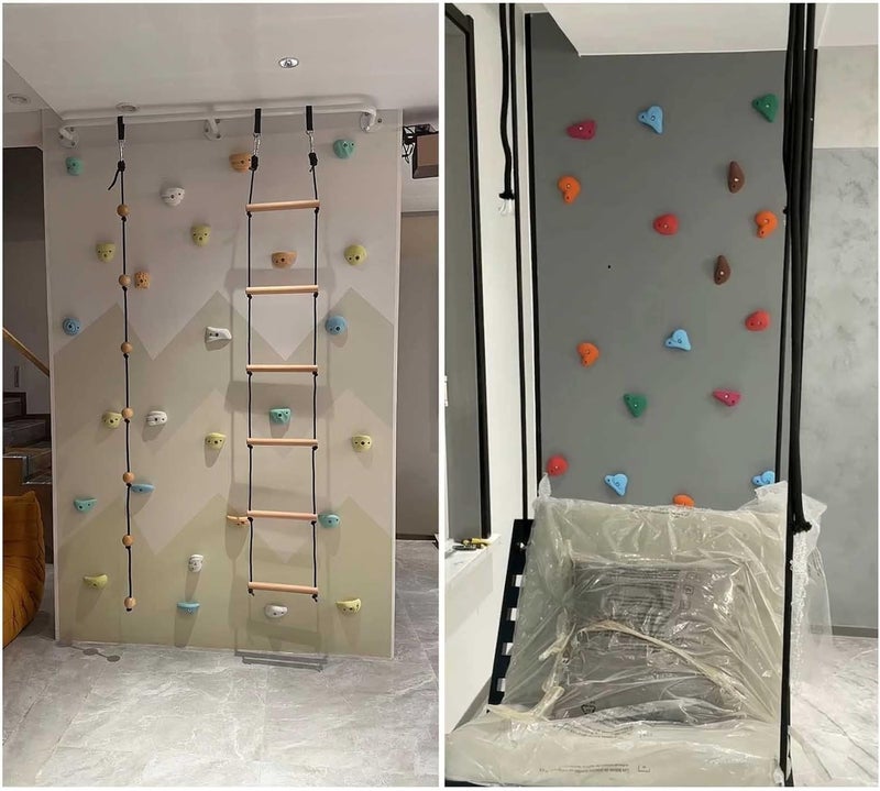 White Tech Premium Design Climbing Holds (15pcs) (5) Pastel Color Indoor Outdoor Rock Climbing Stone for Kids, Adult Wall Grips |Bouldering|Indoor and Outdoor|with Kit|Tree House,Gym,Home,Playground - Image 3