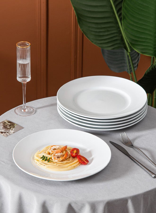 Porcelain Dinner Plates Set 6 White 10.5 Inch Flat Everyday Use Durable Tableware for Home Kitchen