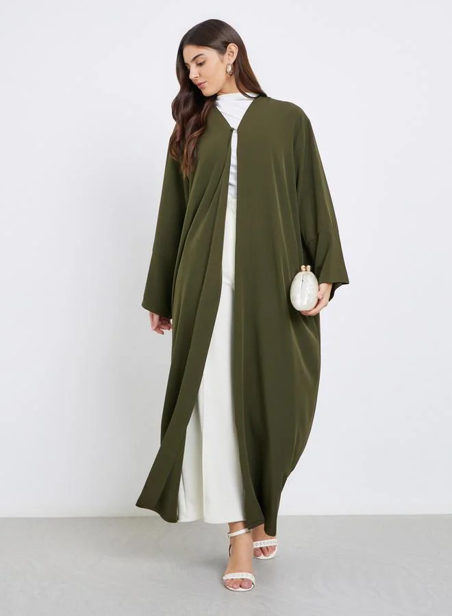 ستايلي Styli Textured Abaya with Button Loop Closure