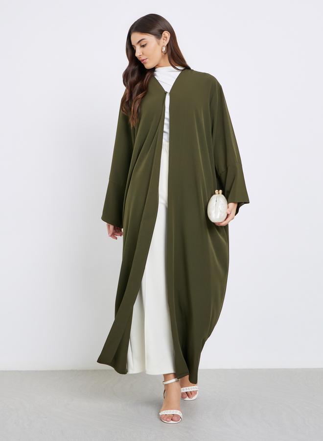 ستايلي عباية ستايلي بنقشة بارزة وإغلاق بحلقة أزرار - Image 2