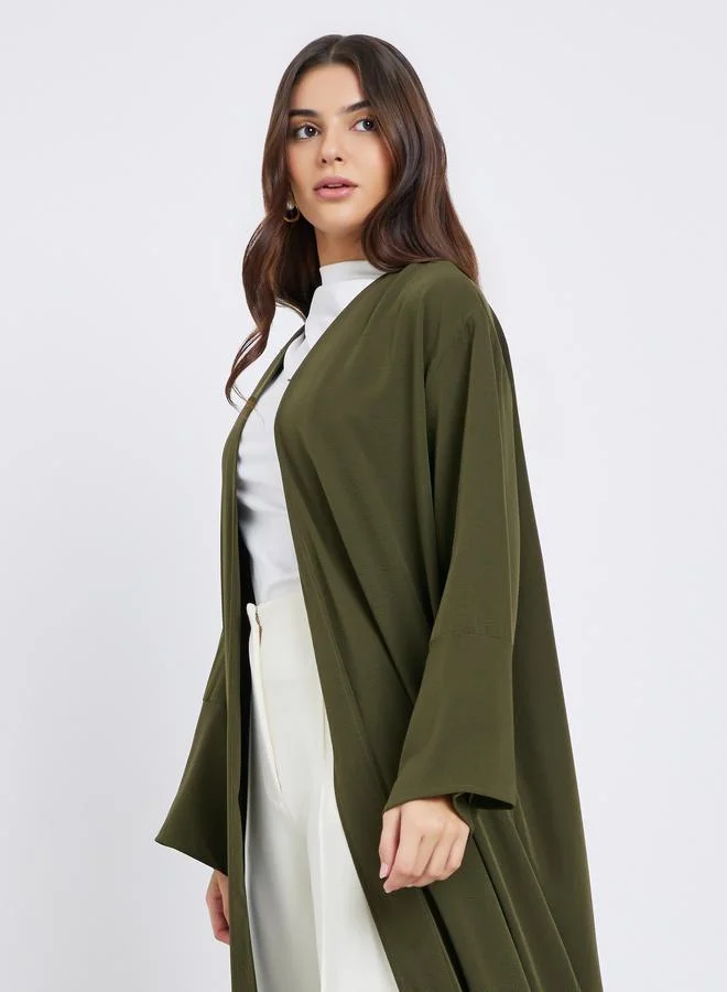Styli Styli Textured Abaya with Button Loop Closure