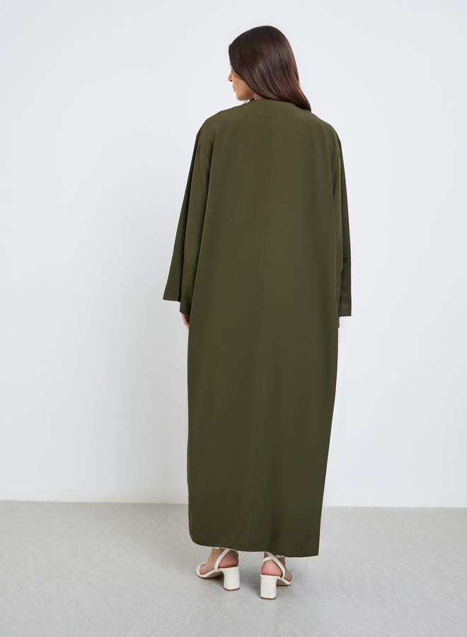 ستايلي عباية ستايلي بنقشة بارزة وإغلاق بحلقة أزرار - Image 5