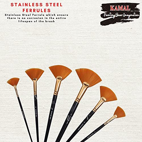 KAMAL® Artist Quality Synthetic (taklon) Hair Fan Paint Brush Set - Image 3