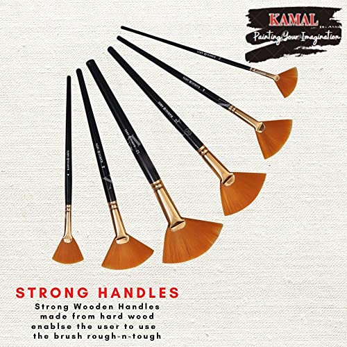 KAMAL® Artist Quality Synthetic (taklon) Hair Fan Paint Brush Set - Image 4