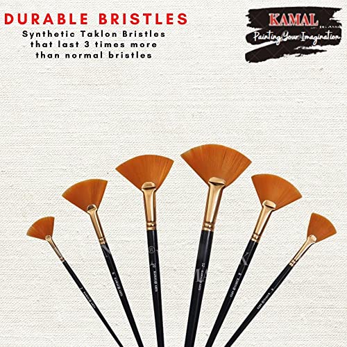 KAMAL® Artist Quality Synthetic (taklon) Hair Fan Paint Brush Set - Image 2