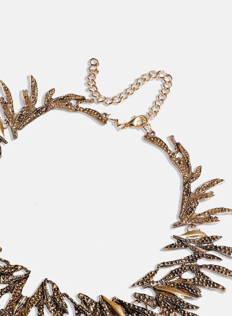 Sohi  Dented Metallic Artificial Necklace Jewellery for Women | Best Price UAE