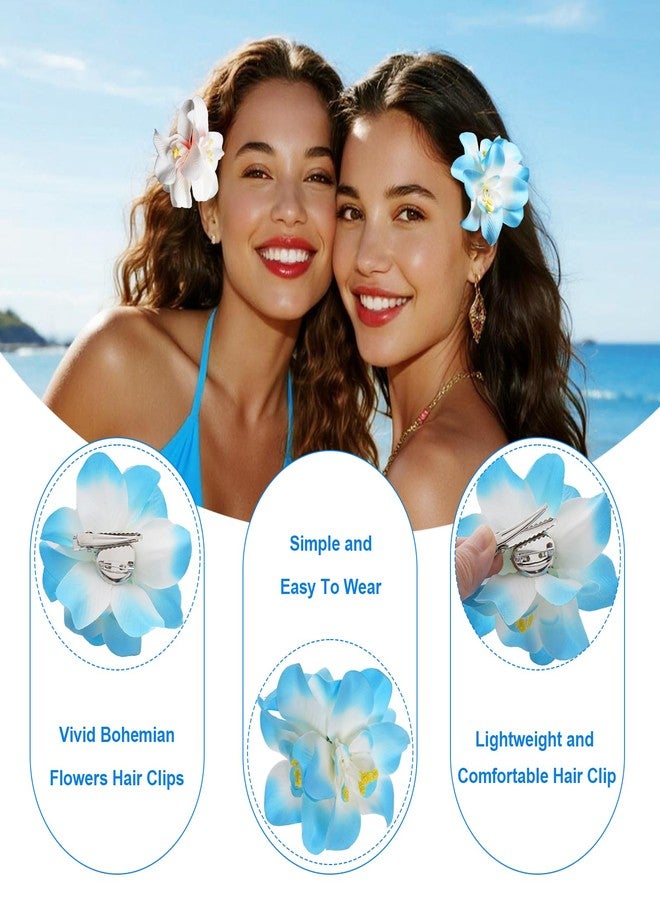 yeabwps 4 Pcs Hawaiian Flower Hair Clips for Women Orchid Hair Clip Artificial Flower Clips 3.5 Inch Floral Hair Barrettes for Summer Vacation Beach Party Girls Holiday Gifts (Multi-color 1) - Image 4
