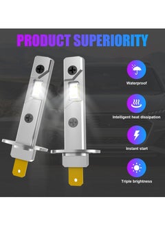 CMGTYYD H1 Car Inline High Beam Bulb, 2 PCS 3750-2SMD LED Fog Light, Waterproof Energy Saving, Universal Replacement Lighting for Most Car Models, Easy Plug & Play (White)  - Image 2