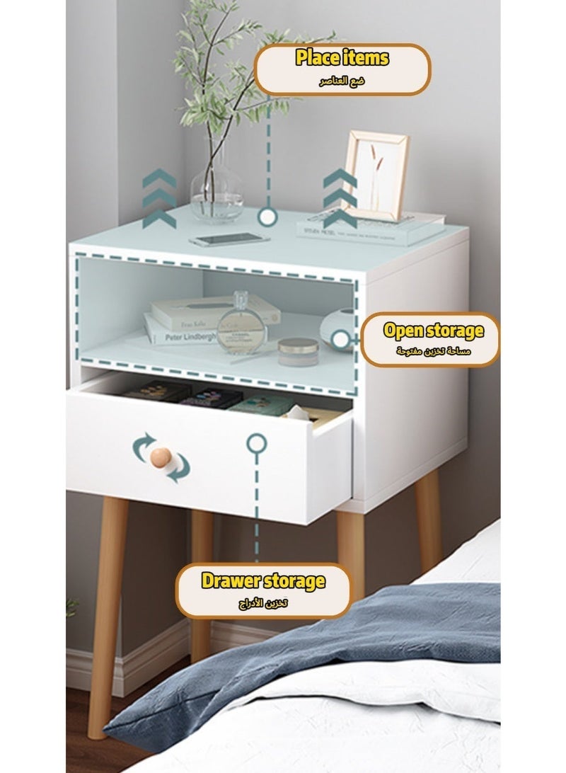 dida-cosmos Large capacity bedside table for home use, 45*35*60cm, double-layer bedside table with drawers, bedside coffee table, 2026 new style bedside table, double-layer bedside table, luxury bedside table. - Image 2