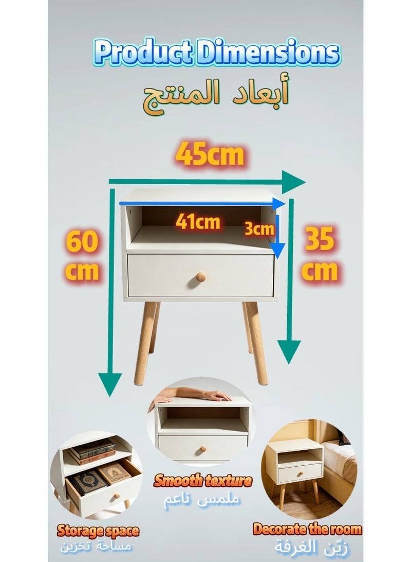 dida-cosmos Large capacity bedside table for home use, 45*35*60cm, double-layer bedside table with drawers, bedside coffee table, 2026 new style bedside table, double-layer bedside table, luxury bedside table. - Image 3