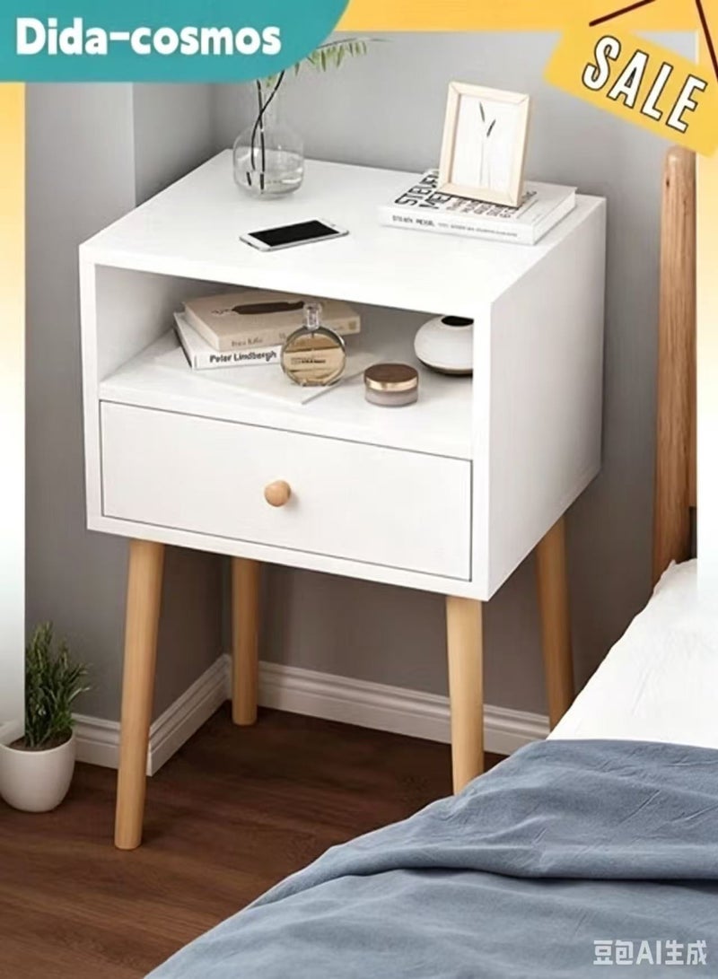 dida-cosmos Large capacity bedside table for home use, 45*35*60cm, double-layer bedside table with drawers, bedside coffee table, 2026 new style bedside table, double-layer bedside table, luxury bedside table. - Image 1