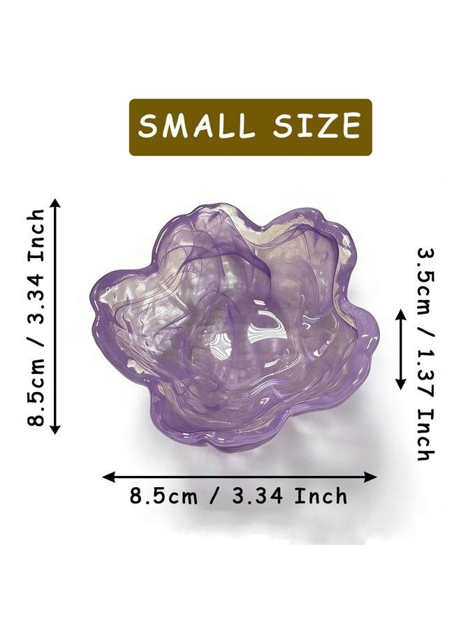BESSKON Flower Ring Dish Jewelry Tray, Glass Jewelry Dish Tray, Aesthetic Room Decor Small Trinket Dish, Nightstand Ring Holder Dish, Bathroom Jewelry Plate Bowl for Earrings (Watercolor Violet Purple) - Image 2