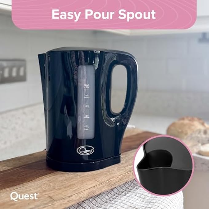 Quest 35109 17 Litre Electric KettleBlackCord StorageWater Level IndicatorBpa FreeAutomatic CutOffStudent Essentials For University - Image 4