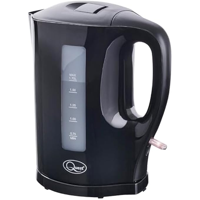 Quest 35109 17 Litre Electric KettleBlackCord StorageWater Level IndicatorBpa FreeAutomatic CutOffStudent Essentials For University - Image 1