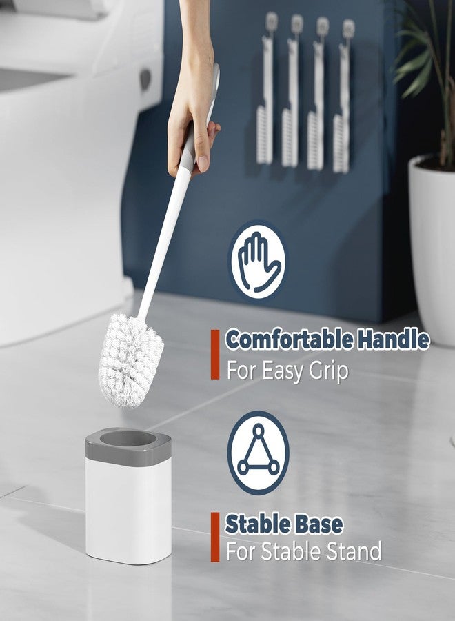 Holaloha Toilet Brush, 4 Pack Toilet Brush and Holder Set Bathroom Accessories, Toilet Bowl Brush and Holder with 4 Crevice Brush for Bathroom, Toilet Scrubber Brush, White - Image 5