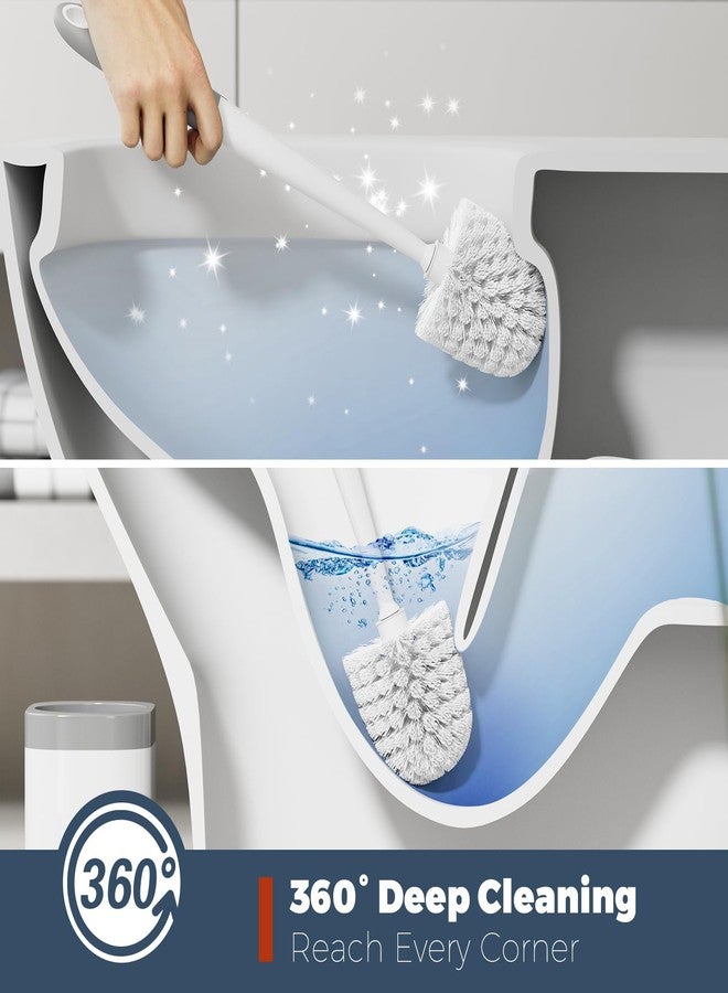 Holaloha Toilet Brush, 4 Pack Toilet Brush and Holder Set Bathroom Accessories, Toilet Bowl Brush and Holder with 4 Crevice Brush for Bathroom, Toilet Scrubber Brush, White - Image 2