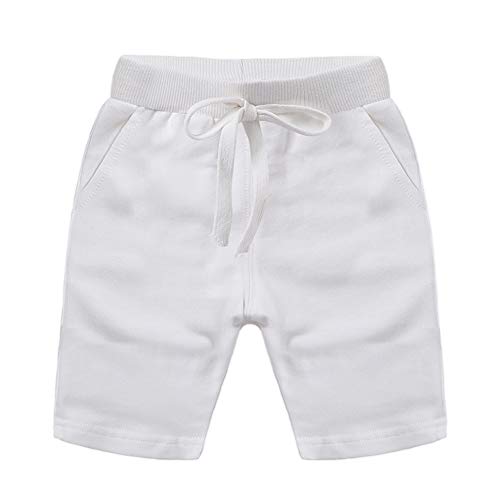 HAXICO Toddler Baby Boys Summer Knee Length Solid Cotton Candy Sport Shorts Kids Harem Pants White, 5T - Image 1