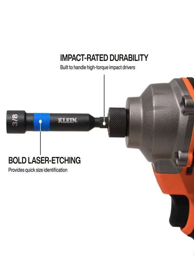 Klein Tools 32946S 4-Inch Power Nut Setters 6-Piece Set, Impact-Rated, Magnetic, Color-Coded, SAE - Image 4