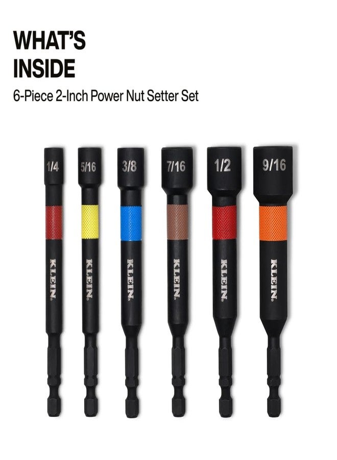 Klein Tools 32946S 4-Inch Power Nut Setters 6-Piece Set, Impact-Rated, Magnetic, Color-Coded, SAE - Image 2