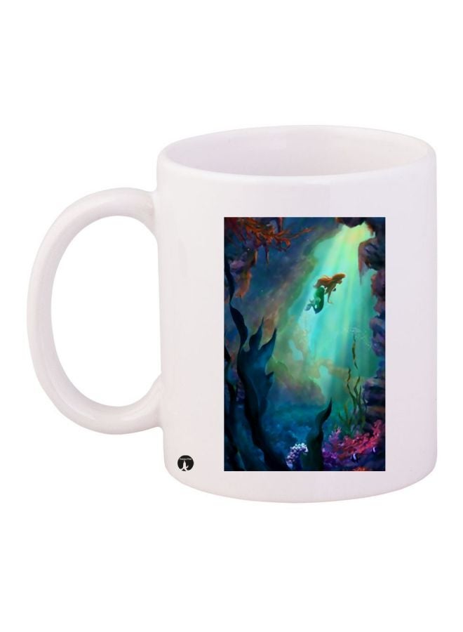 RYN Mermaid Printed Coffee Mug White/Green/Blue 11ounce