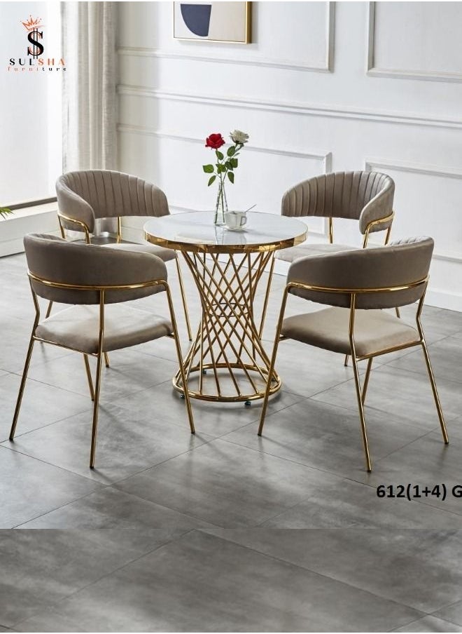 Modren 1+4 Seat Dining Set, Coffee Set with Classic Gold Table - pzsku/Z62409665BD3CD663C366Z/45/_/1676197808/513cfe9d-cbeb-47f4-8ce3-fe85e46df2fb