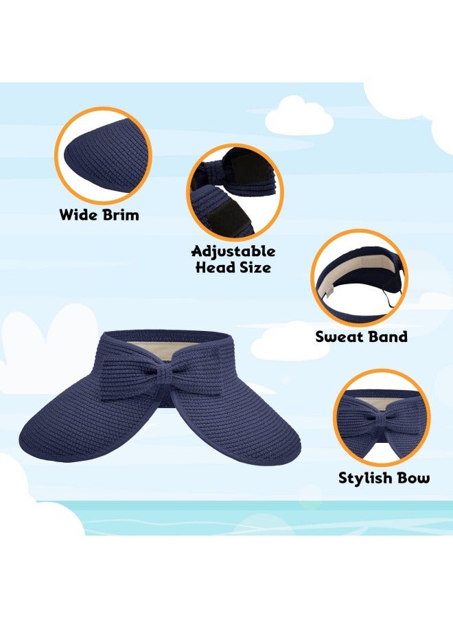 NIBEMINENT Sun Hats for Women Wide Brim Beach Hat Straw Visor Ponytail Summer UV Packable Foldable Beach Vacation Essentials  - Image 4