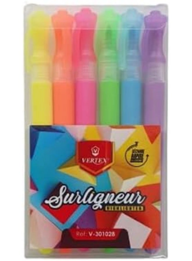 Vertex Highlighter Marker Pen Set 6 pcs - Multi Color
