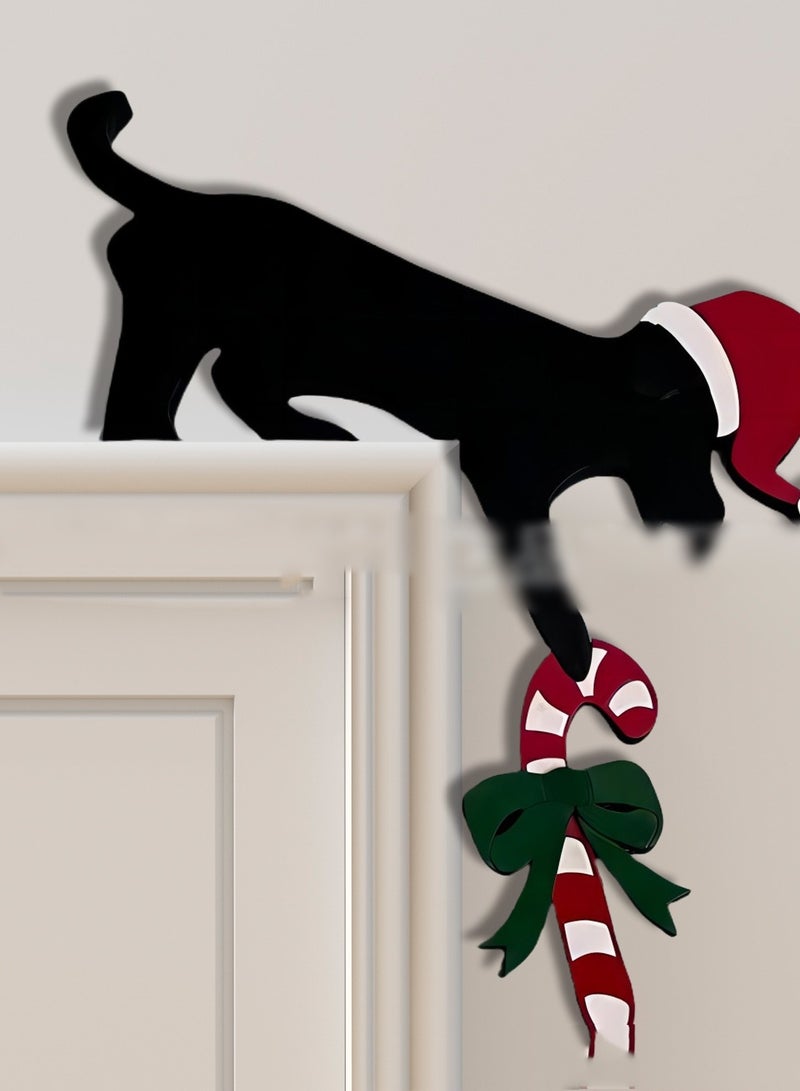 Santa Claus Door Corner Decoration Pendant Reindeer Door Hanging Wooden Ornaments Door Frame Reindeer Wooden Ornaments(Left) 