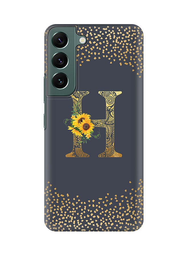 Stylizedd Monogram Slim Cover for Samsung Galaxy S22+ 5G Case Custom Initials Letter Floral Pattern Snap Series Mobile Cover Matte Alphabet  - H (Grey) - Image 1