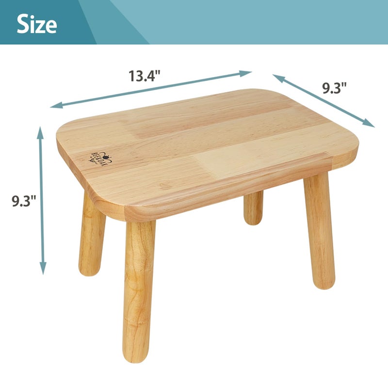 BEE&OAK 13.4 Inch Heavy Duty Wooden Step Stools for Adults - Non Slip, 300 LBS Capacity, Easy Assembly - Ideal Step Stool for High Beds, Kitchen, Bathroom, Office, Garden (Natural) - Image 2