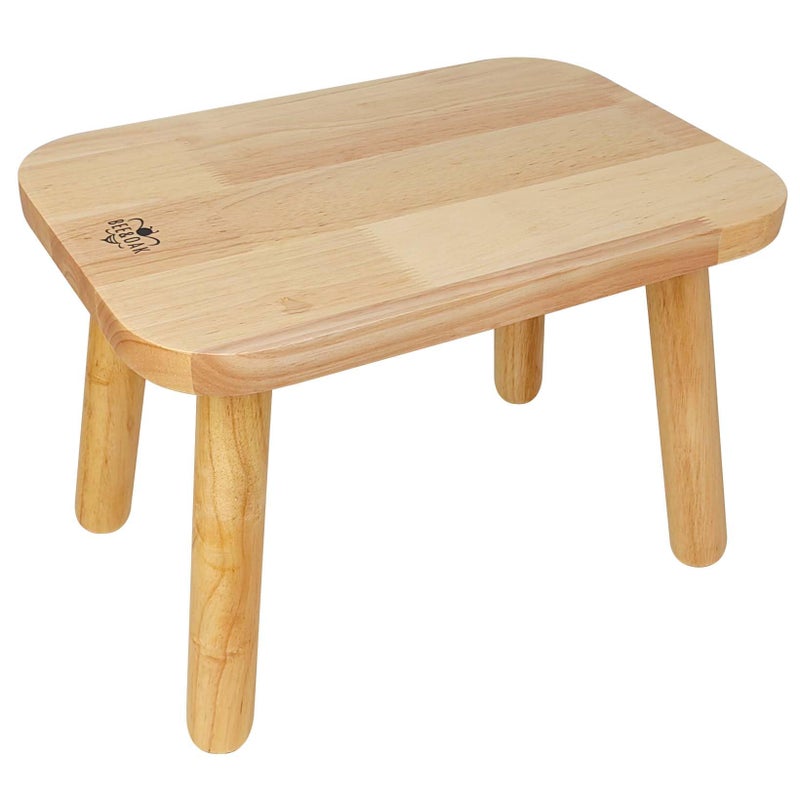 BEE&OAK 13.4 Inch Heavy Duty Wooden Step Stools for Adults - Non Slip, 300 LBS Capacity, Easy Assembly - Ideal Step Stool for High Beds, Kitchen, Bathroom, Office, Garden (Natural) - Image 1