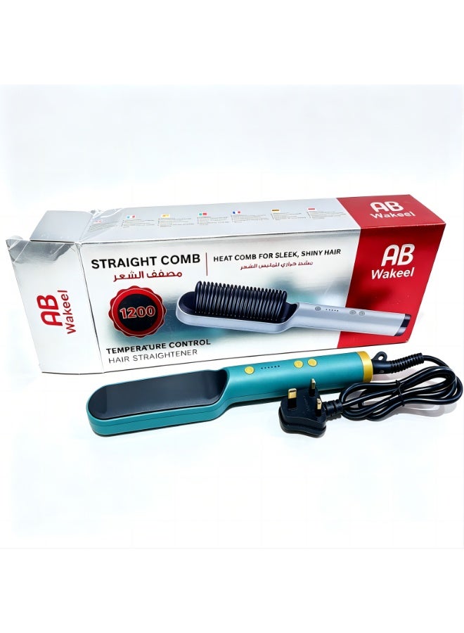 2-in-1 Negative Ion Hair Straightening Comb & Curling Iron (UK Plug) - Fast Heating Dual-Use Styler