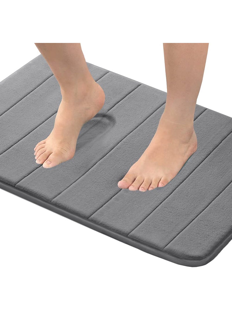 Flamingo P Flamingo P Memory Foam Bath Rectangular Mat,Extra Soft Non Slip Absorbent Bathroom Rugs Machine Washable Bath Mats For Bathroom Thick Bath Rug Carpet For Bathroom Floor,Tub,Shower,20X32 Inches,Grey  - Image 1