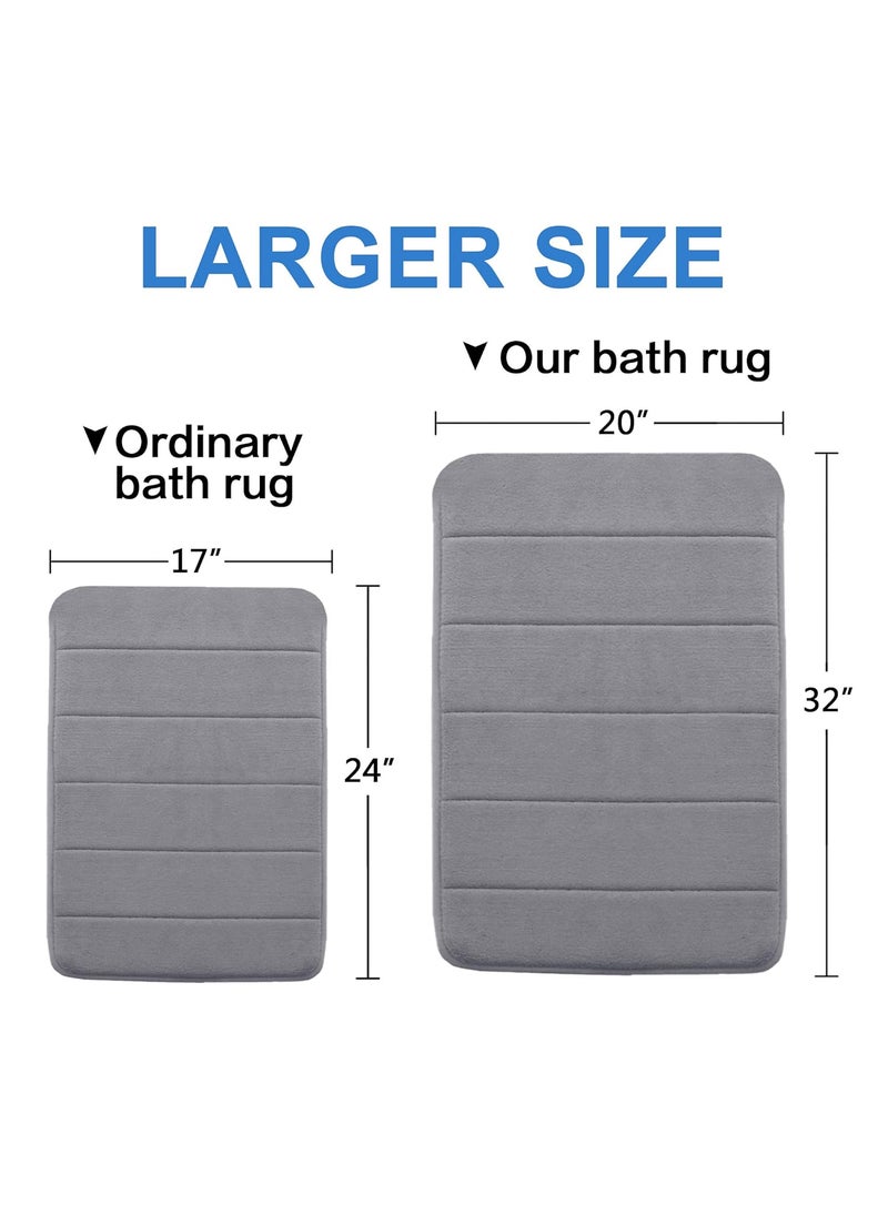 Flamingo P Flamingo P Memory Foam Bath Rectangular Mat,Extra Soft Non Slip Absorbent Bathroom Rugs Machine Washable Bath Mats For Bathroom Thick Bath Rug Carpet For Bathroom Floor,Tub,Shower,20X32 Inches,Grey  - Image 2